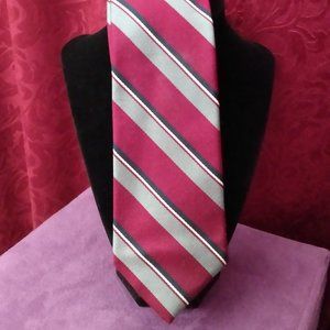 Winston & Co. || Burgundy Tie with Steel Grey & Navy Stripes